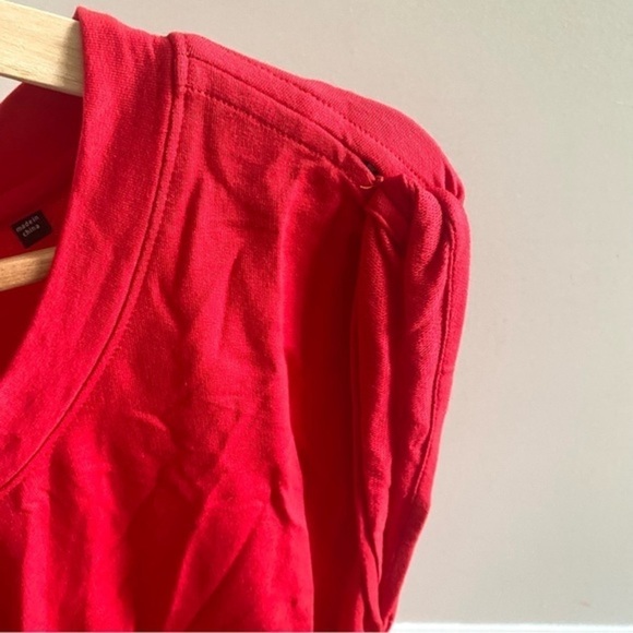 CAbi Whistle Tunic Red Ruched Side Cap Sleeve Long Length Top - Picture 4 of 8